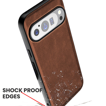 Kapa Tux Leather Back Cover for Google Pixel 9 / Pixel 9 PRO | Slim Shockproof Camera Protection Bumper Case (Brown)