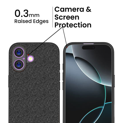 Kapa Soft Fabric & Leather Hybrid Protective Back Cover for Apple iPhone 17 | Shockproof Slim Hard Anti Slip Back Case (Black,Brown)