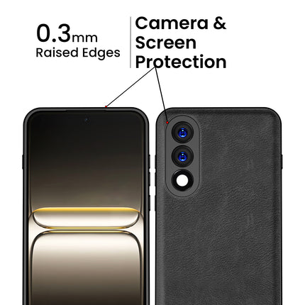 Kapa Tux Leather Back Cover for OnePlus Nord 5 | Slim Shockproof Camera Protection Bumper Case (Black)