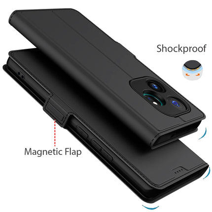 Kapa Noble Slim Magnetic Leather Flip Case Cover for Realme GT 6 / GT 6T | Card Holder Stand Flip Wallet Case (Black)