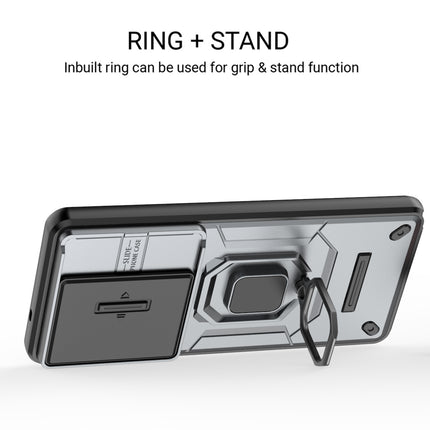 Kapa Armor Slider Back Cover for Samsung Galaxy S26 Ultra | Inbuilt Ring + Camera Slider Shockproof Lens Protection Bumper Back Case (Grey)