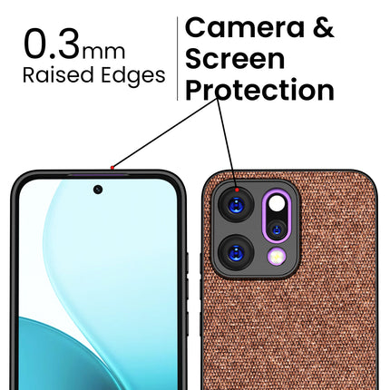 Kapa Soft Fabric & Leather Hybrid Protective Back Cover for Oppo Reno 14 5G | Shockproof Slim Hard Anti Slip Back Case (Brown) - Mobizang