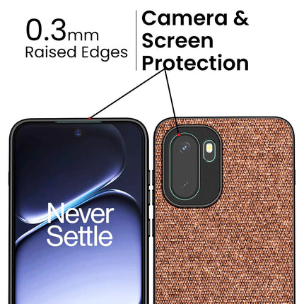 Kapa Soft Fabric & Leather Hybrid Protective Back Cover for OnePlus 15R | Shockproof Slim Hard Anti Slip Back Case (Brown)