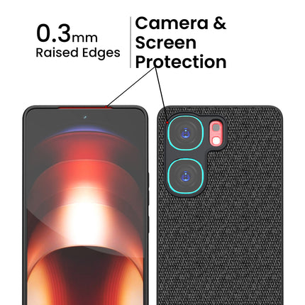Kapa Soft Fabric & Leather Hybrid Protective Back Cover for IQOO Neo 9 Pro | Shockproof Slim Hard Anti Slip Back Case (Black,Blue)