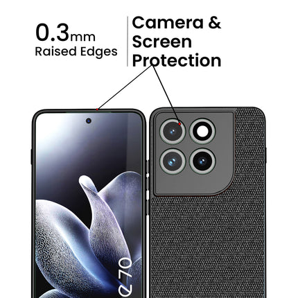 Kapa Soft Fabric & Leather Hybrid Protective Back Cover for Moto Edge 70 | Shockproof Slim Hard Anti Slip Back Case (Black,Brown)