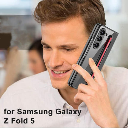 Kapa Phantom Contrast Case for Samsung Galaxy Z Fold 6 | Inbuilt S-Pen Holder Hybrid Back Cover (Black with Red Pen)