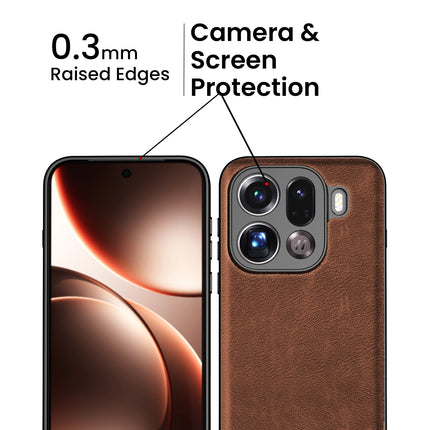 Kapa Tux Leather Back Cover for Oppo Find X9 Pro | Slim Shockproof Camera Protection Bumper Case (Brown) - Mobizang