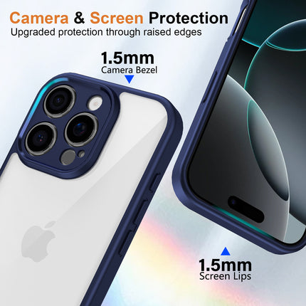 Kapa Hawkeye Clear Back Cover for Apple iPhone 16 Pro | Camera Lens Protector Shockproof Slim Clear Case Cover (Blue Sides)