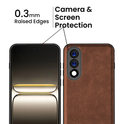 Kapa Tux Leather Back Cover for OnePlus Nord 5 | Slim Shockproof Camera Protection Bumper Case (Brown)