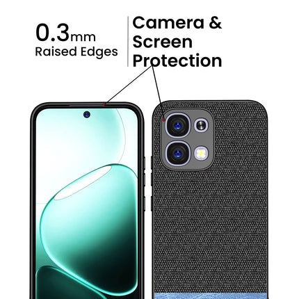 Kapa Soft Fabric & Leather Hybrid Protective Back Cover for Oppo F31 5G | Shockproof Slim Hard Anti Slip Back Case (Black,Blue)