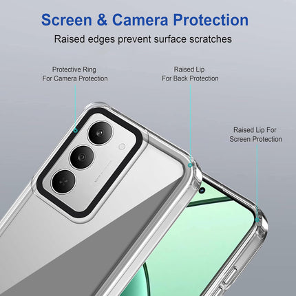 Kapa Warrior Acrylic Clear Back Cover For Realme 14X | Slim Shockproof [Military Grade Protection] Hybrid Bumper Case (Clear Sides) - Mobizang