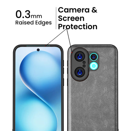 Kapa Tux Leather Back Cover for Vivo X200 FE 5G | Slim Shockproof Camera Protection Bumper Case (Grey) - Mobizang