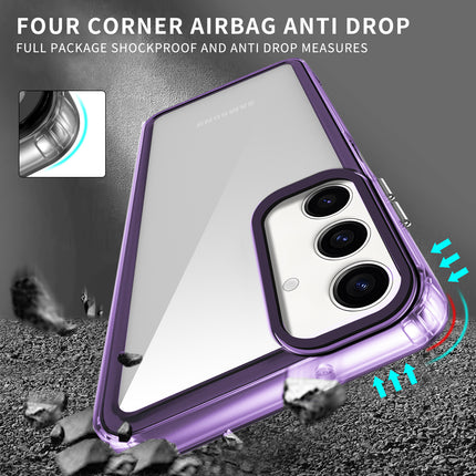 Kapa Warrior Acrylic Clear Back Cover For Samsung Galaxy S25 | Slim Shockproof [Military Grade Protection] Hybrid Bumper Case (Purple Sides)