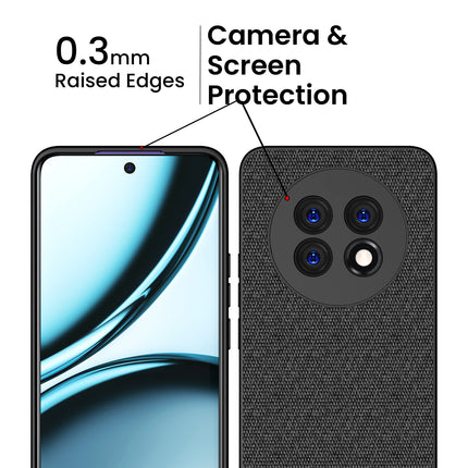 Kapa Soft Full Fabric Protective Back Case Cover for Realme 13 PRO / 13 PRO PLUS | Shockproof Slim Hard Anti Slip Back Case (Black)