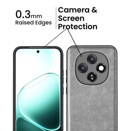 Kapa Tux Leather Back Cover for Oppo F31 Pro 5G | Slim Shockproof Camera Protection Bumper Case (Grey)