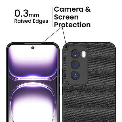Kapa Soft Fabric & Leather Hybrid Protective Back Cover for Oppo Reno 12 Pro (5G) | Shockproof Slim Hard Anti Slip Back Case (Black,Blue)