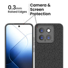 Kapa Soft Fabric & Leather Hybrid Protective Back Cover for Xiaomi 14 (5G) | Shockproof Slim Hard Anti Slip Back Case (Black,Blue)