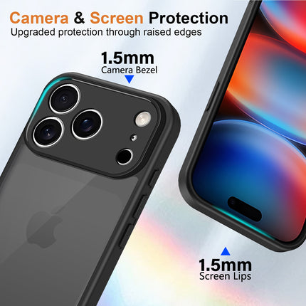 Kapa Smoked Hawkeye Matte Slim Tough Back Cover for Apple iPhone 17 Pro | Camera Lens Protector Anti Yellow Shockproof Matte Hybrid Case Cover (Smoked Black)