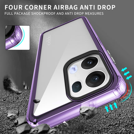 Kapa Warrior Acrylic Clear Back Cover For Oppo Reno 13 5G | Slim Shockproof [Military Grade Protection] Hybrid Bumper Case (Purple Sides) - Mobizang