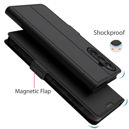 Kapa Noble Slim Magnetic Leather Flip Case Cover for Samsung Galaxy A36 | Card Holder Stand Flip Wallet Case (Black) - Mobizang