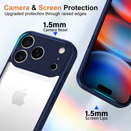 Kapa Hawkeye Clear Slim Tough Back Cover for Apple iPhone 17 Pro Max | Camera Lens Protector Anti Yellow Shockproof Clear Hybrid Case Cover (Blue)