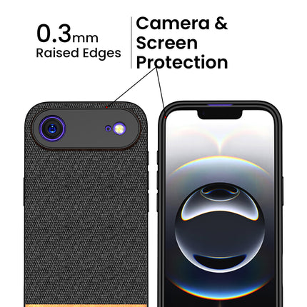 Kapa Soft Fabric & Leather Hybrid Protective Back Cover for Apple iPhone 17 Air | Shockproof Slim Hard Anti Slip Back Case (Black,Brown)