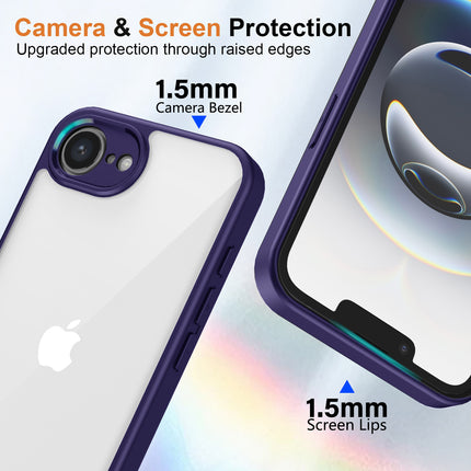 Kapa Hawkeye Clear Back Cover for Apple iPhone 16E | Camera Lens Protector Shockproof Slim Clear Case Cover (Purple Sides)