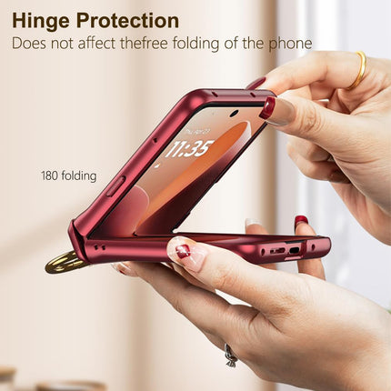 Kapa Magnetic Hinge and Ring Back Cover for Motorola Razr 60 Ultra | Ultra Thin Shockproof Slim Hard Protective Case (Wine Red)