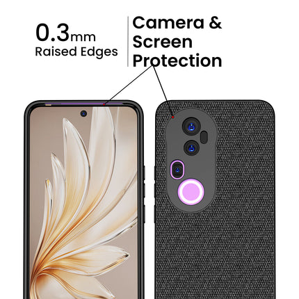 Kapa Soft Fabric & Leather Hybrid Protective Back Cover for Vivo T4 Ultra 5G | Shockproof Slim Hard Anti Slip Back Case (Black,Blue)
