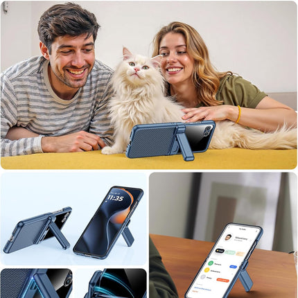 Kapa Textured Grip with Stand Hinge Protection Back Cover for Moto Razr 50 Ultra | with [Inbuilt Glass] Full Body Shockproof Hard Back Case (Blue)