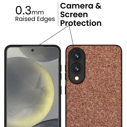 Kapa Soft Fabric & Leather Hybrid Protective Back Cover for Samsung Galaxy S25 Edge | Shockproof Slim Hard Anti Slip Back Case (Brown)