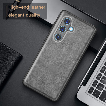 Kapa Tux Leather Back Cover for Samsung Galaxy A55 (5G) | Slim Shockproof Camera Protection Bumper Case (Grey)