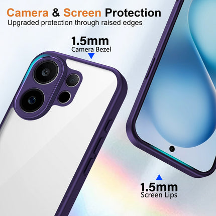 Kapa Hawkeye Clear Slim Tough Back Cover for Vivo V60 / V60e / Vivo T4 Pro 5G | Camera Lens Protector Anti Yellow Shockproof Clear Hybrid Case Cover (Purple Sides) - Mobizang