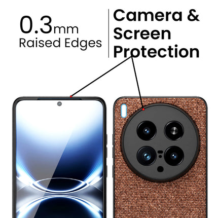 Kapa Soft Fabric & Leather Hybrid Protective Back Cover for Vivo X200 Ultra | Shockproof Slim Hard Anti Slip Back Case (Brown) - Mobizang