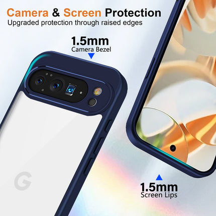 Kapa Hawkeye Clear Slim Tough Back Cover for Google Pixel 10 Pro | Camera Lens Protector Anti Yellow Shockproof Clear Hybrid Case Cover (Blue) - Mobizang