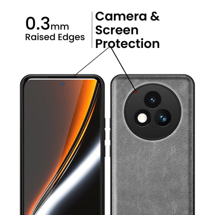 Kapa Tux Leather Back Cover for Realme P3 PRO 5G | Slim Shockproof Camera Protection Bumper Case (Grey)