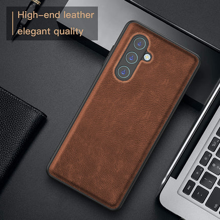 Kapa Tux Leather Back Cover for Samsung Galaxy M35 (5G) | Slim Shockproof Camera Protection Bumper Case (Brown) - Mobizang