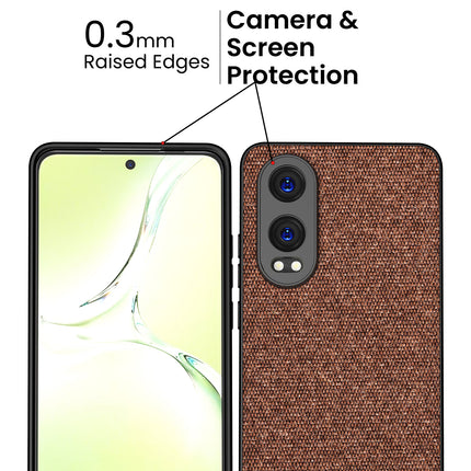 Kapa Soft Fabric & Leather Hybrid Protective Back Cover for OnePlus Nord CE 4 Lite | Shockproof Slim Hard Anti Slip Back Case (Brown)