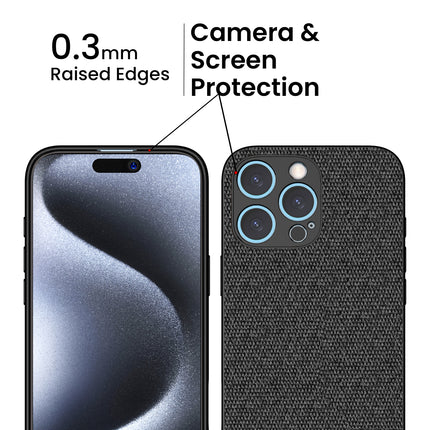 Kapa Soft Full Fabric Protective Back Case Cover for Apple iPhone 16 Pro Max | Shockproof Slim Hard Anti Slip Back Case (Black) - Mobizang