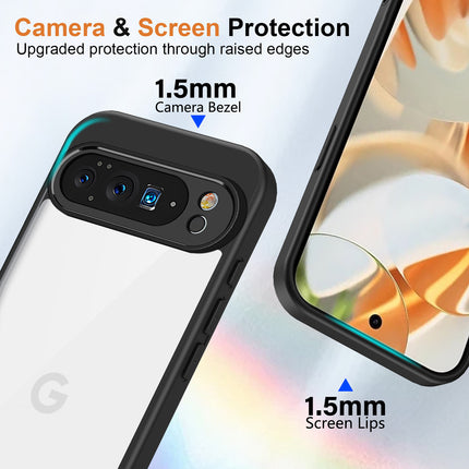Kapa Hawkeye Clear Slim Tough Back Cover for Google Pixel 10 Pro | Camera Lens Protector Anti Yellow Shockproof Clear Hybrid Case Cover (Black)