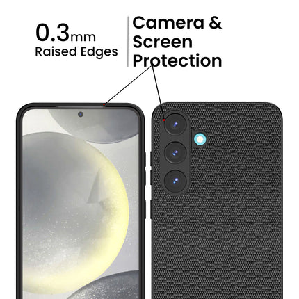 Kapa Soft Fabric & Leather Hybrid Protective Back Cover for Samsung Galaxy S25 | Shockproof Slim Hard Anti Slip Back Case (Black,Brown) - Mobizang