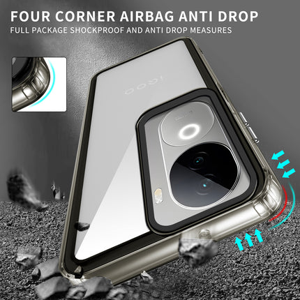 Kapa Warrior Acrylic Clear Back Cover For Vivo V40E / iQOO Z9S | Slim Shockproof [Military Grade Protection] Hybrid Bumper Case (Grey Sides) - Mobizang