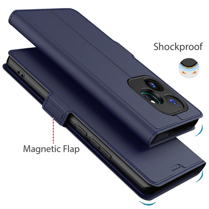 Kapa Noble Slim Magnetic Leather Flip Case Cover for Realme GT 6 / GT 6T | Card Holder Stand Flip Wallet Case (Blue)
