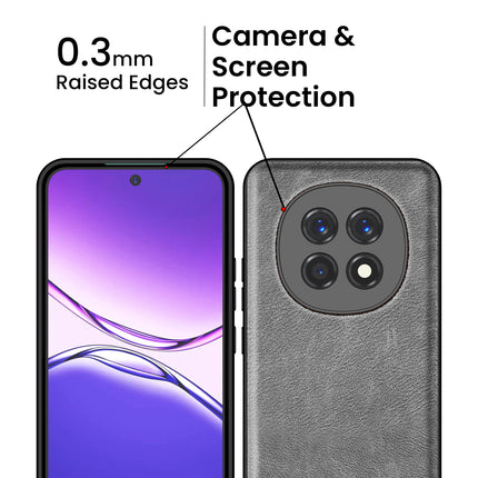 Kapa Tux Leather Back Cover for Oppo F29 5G | Slim Shockproof Camera Protection Bumper Case (Grey) - Mobizang