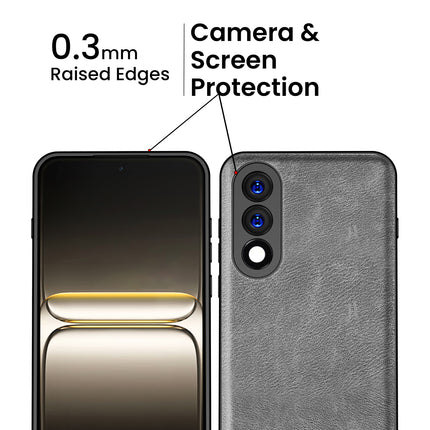 Kapa Tux Leather Back Cover for OnePlus Nord 5 | Slim Shockproof Camera Protection Bumper Case (Grey)