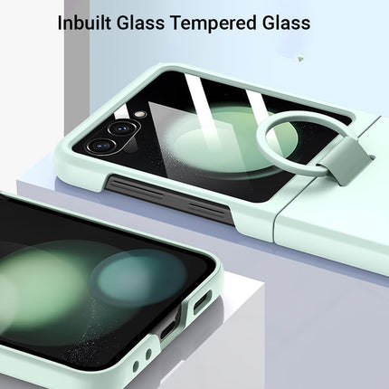Kapa Ultra Thin PC + D Ring Back Case for Samsung Galaxy Flip7 / Z Flip 7 |with [Inbuilt Glass] Shockproof Slim Hard Protective Cover (Mint Green)