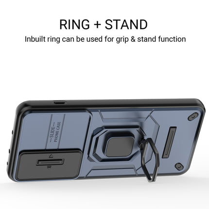 Kapa Armor Slider Back Cover for OnePlus Nord 5 | Inbuilt Ring + Camera Slider Shockproof Lens Protection Bumper Back Case (Blue)