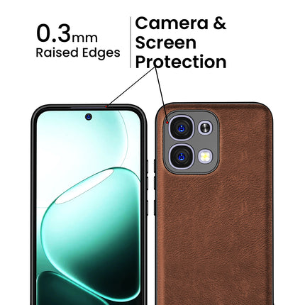 Kapa Tux Leather Back Cover for Oppo F31 5G | Slim Shockproof Camera Protection Bumper Case (Brown)