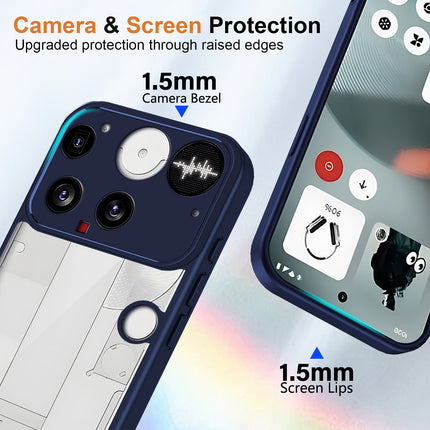 Kapa Hawkeye Clear Slim Tough Back Cover for Nothing Phone 3 5G | Camera Lens Protector Anti Yellow Shockproof Clear Hybrid Case Cover (Blue Sides)
