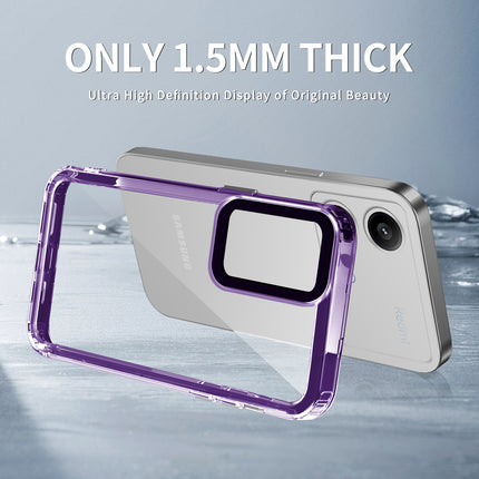 Kapa Warrior Acrylic Clear Back Cover For Samsung Galaxy M55 (5G) | Slim Shockproof [Military Grade Protection] Hybrid Bumper Case (Purple Sides) - Mobizang